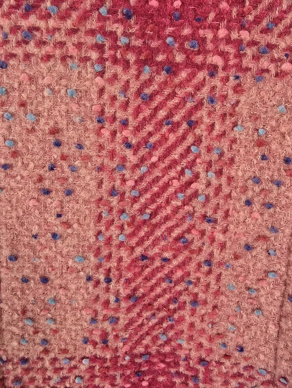 Talbots Confetti Pink Plaid Long Wool Blend Coat Jacket Size L Textured Tweed - Picture 8 of 15
